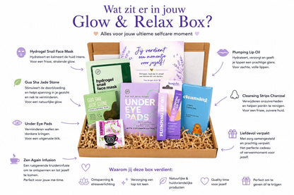 Glow & Relax Box - Luxe Selfcare Brievenbuscadeau voor Haar, Wellness Cadeaupakket met Verzorging & Relax Essentials