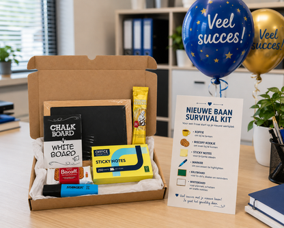 Nieuwe Baan Survival Kit Cadeau | Origineel Cadeau voor Collega of Eerste Werkdag