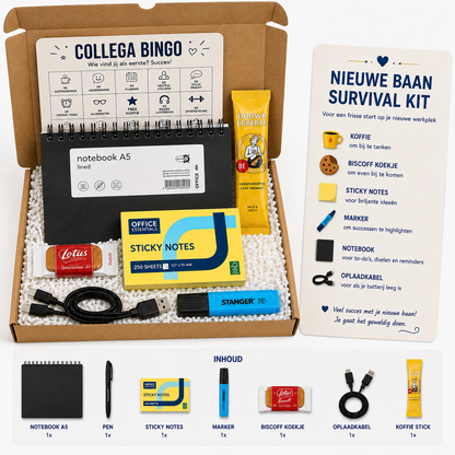 Nieuwe Baan Survival Kit, Succes Cadeau Collega