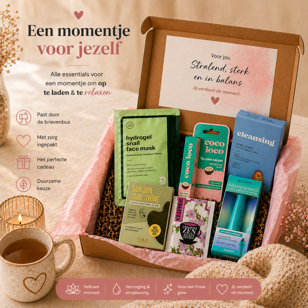 Glow & Relax Box - Luxe Selfcare Brievenbuscadeau voor Haar